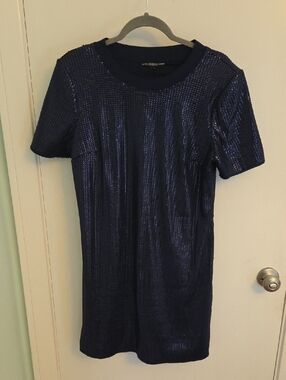 Guess Navy Blue Sequin Mini Dress
